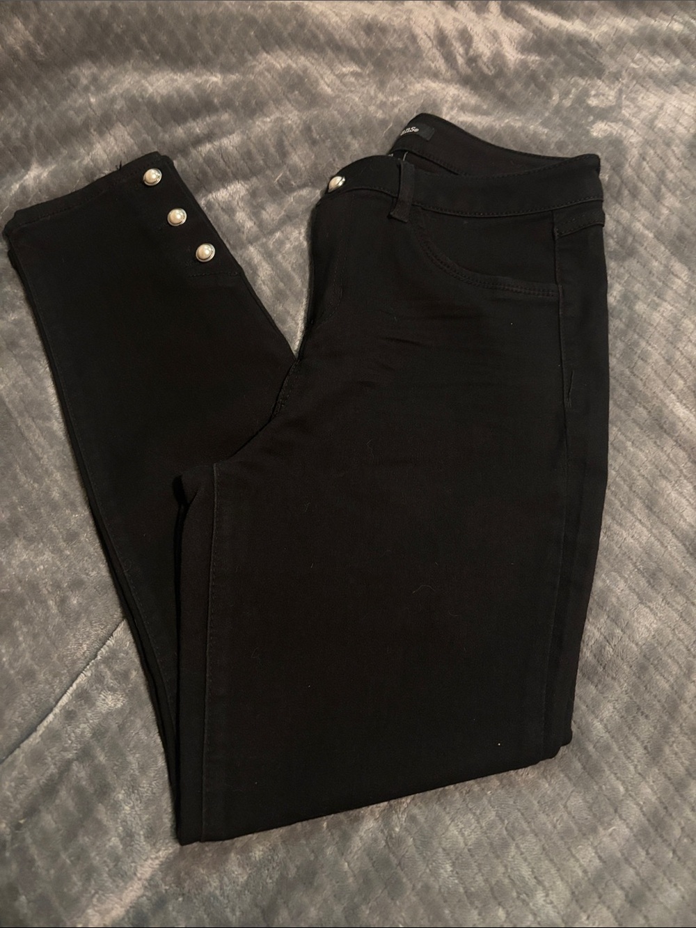 d. jeans with pearl accents